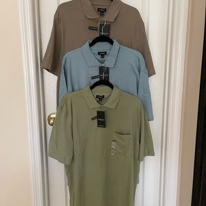 NWT Van Heusen (Wrinkle Free) Mens Polo Lot Blue, Brown, Green Shirt, Sz L